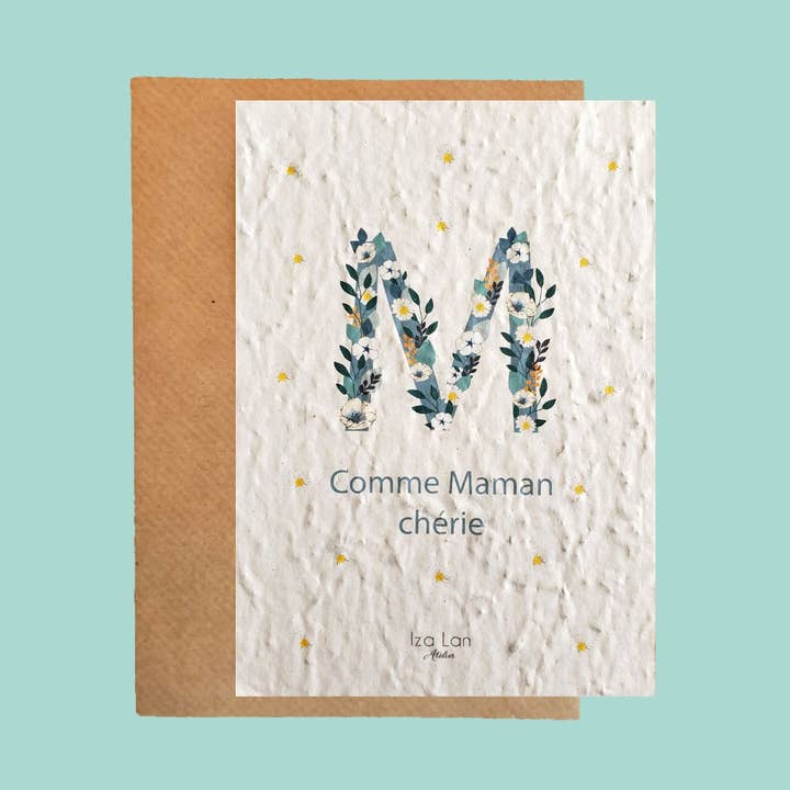 Carte à planter M comme maman pour la vente par Iza lan Atelier