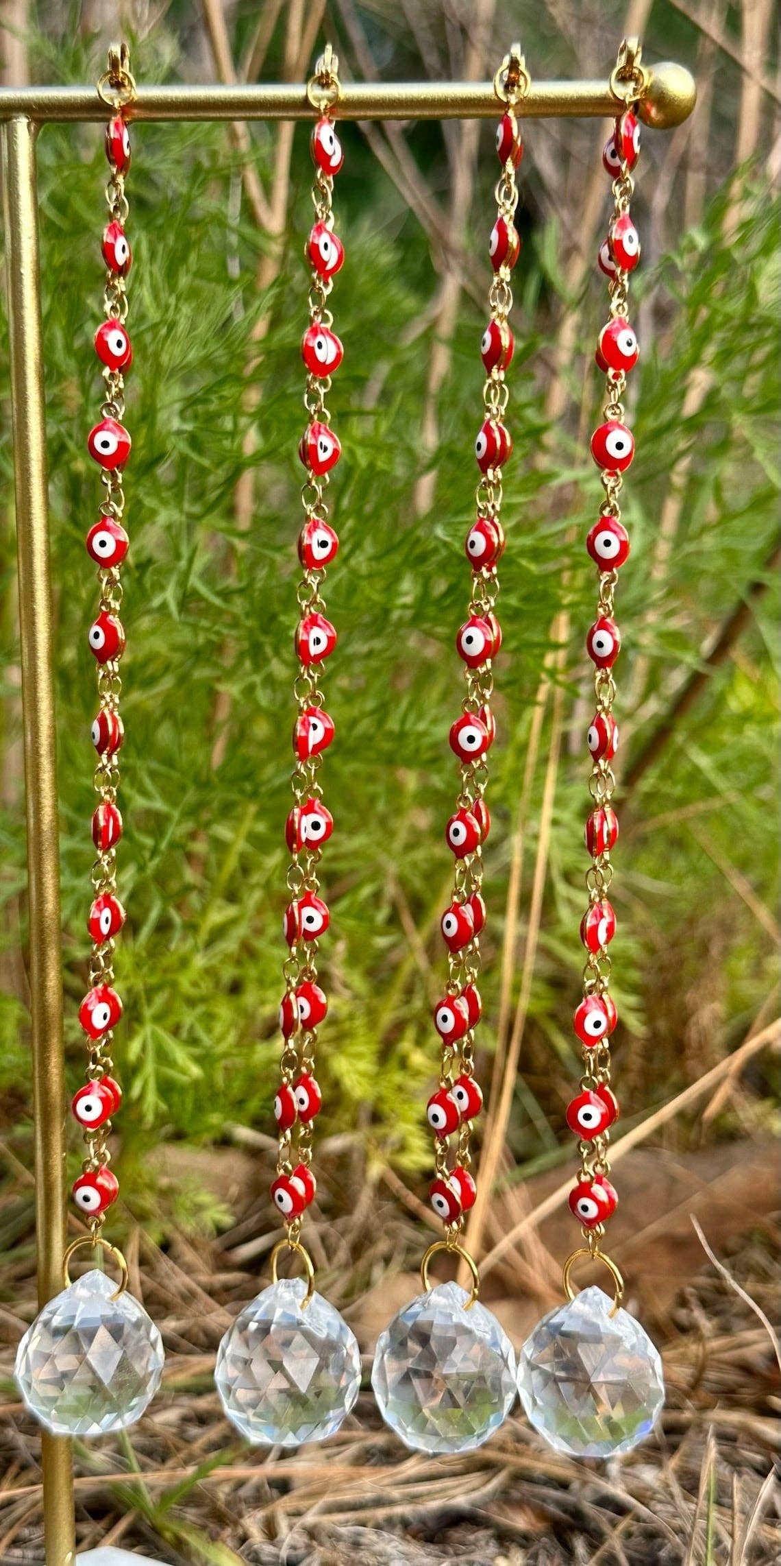 Guzel Handcrafts - Vente Attrape-soleil - Chaîne Nazar Boncuk Œil Protecteur pour Rétroviseur avec Attrape-soleil Arc-en-ciel - Chaîne Or ou Argent - Cadeau Mal de Ojo4