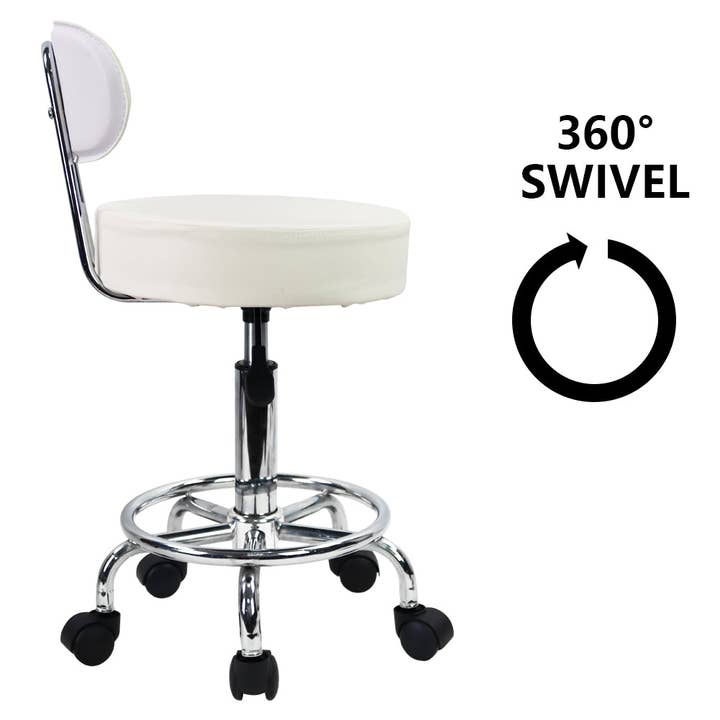 KKTONER - Wholesale Chair - White PU Leather Adjustable Desk Chair with Footrest4