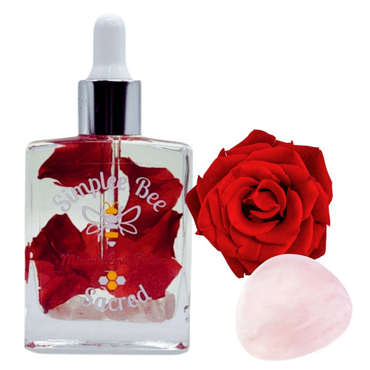 Mélange d'Huiles Corporelles Naturelles Infusé de Plantes et de Cristaux pour la vente par Simplee Bee Sacred®