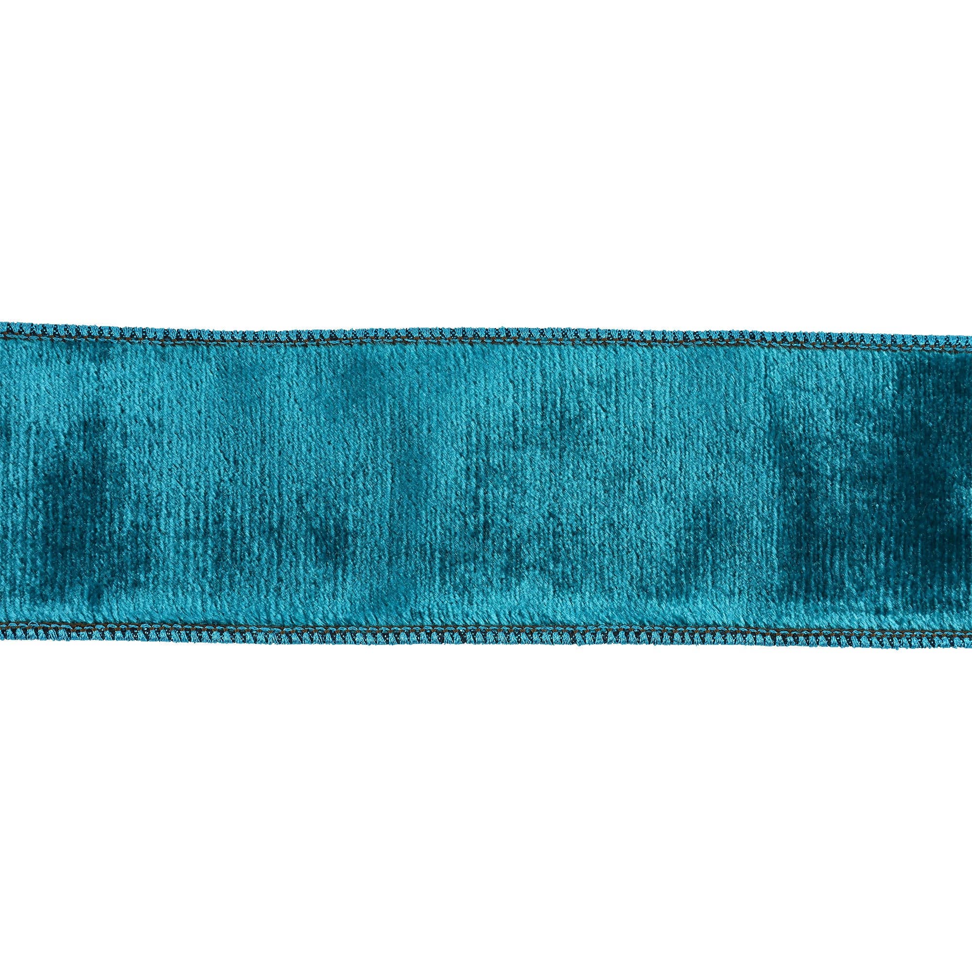 LA Ribbons Wholesale – wholesale Band – 2 1/2" Trådbunden Sammet Premium Band | Teal med Teal Metallisk Dupioni Baksida | 5 Yards Rulle3