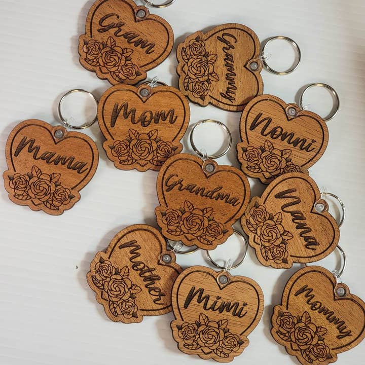 💐Personalized Floral Heart Wood Keychains – Perfect Gift fo for wholesale by Morgan's Corner