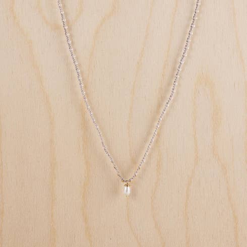 Bohemian Gold Filled Braided Silk Thread Necklace with White Rice Pearl / KRN G B320-2 for wholesale by Machu Picchu Jewelry