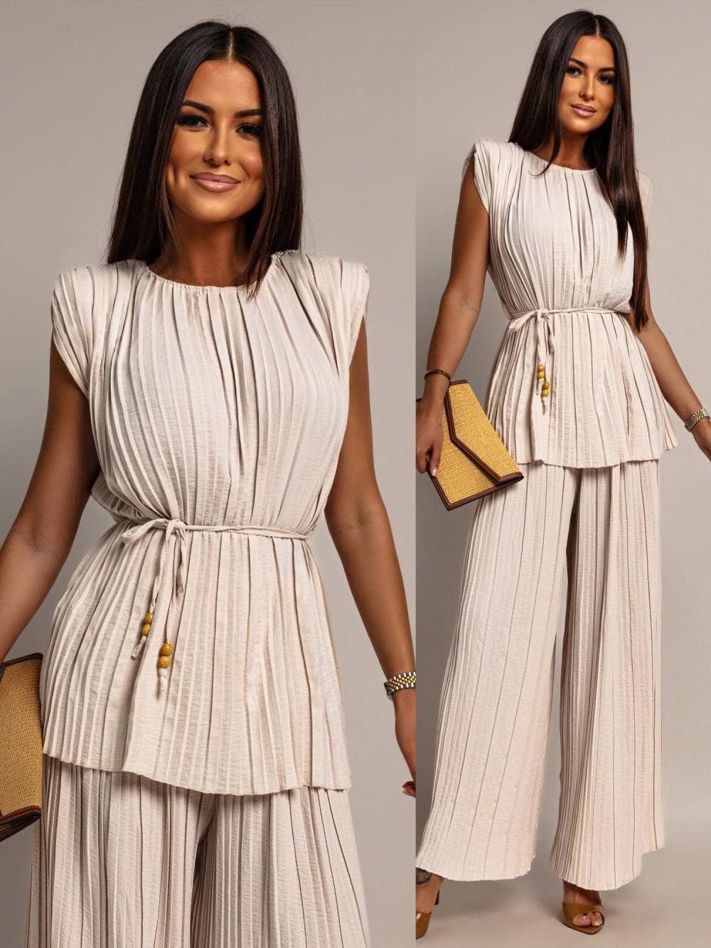 LORIANE - Wholesale Top & Pant Set (NOT Loungewear) - Women's - 7260 61129 Pleated top and pants set10