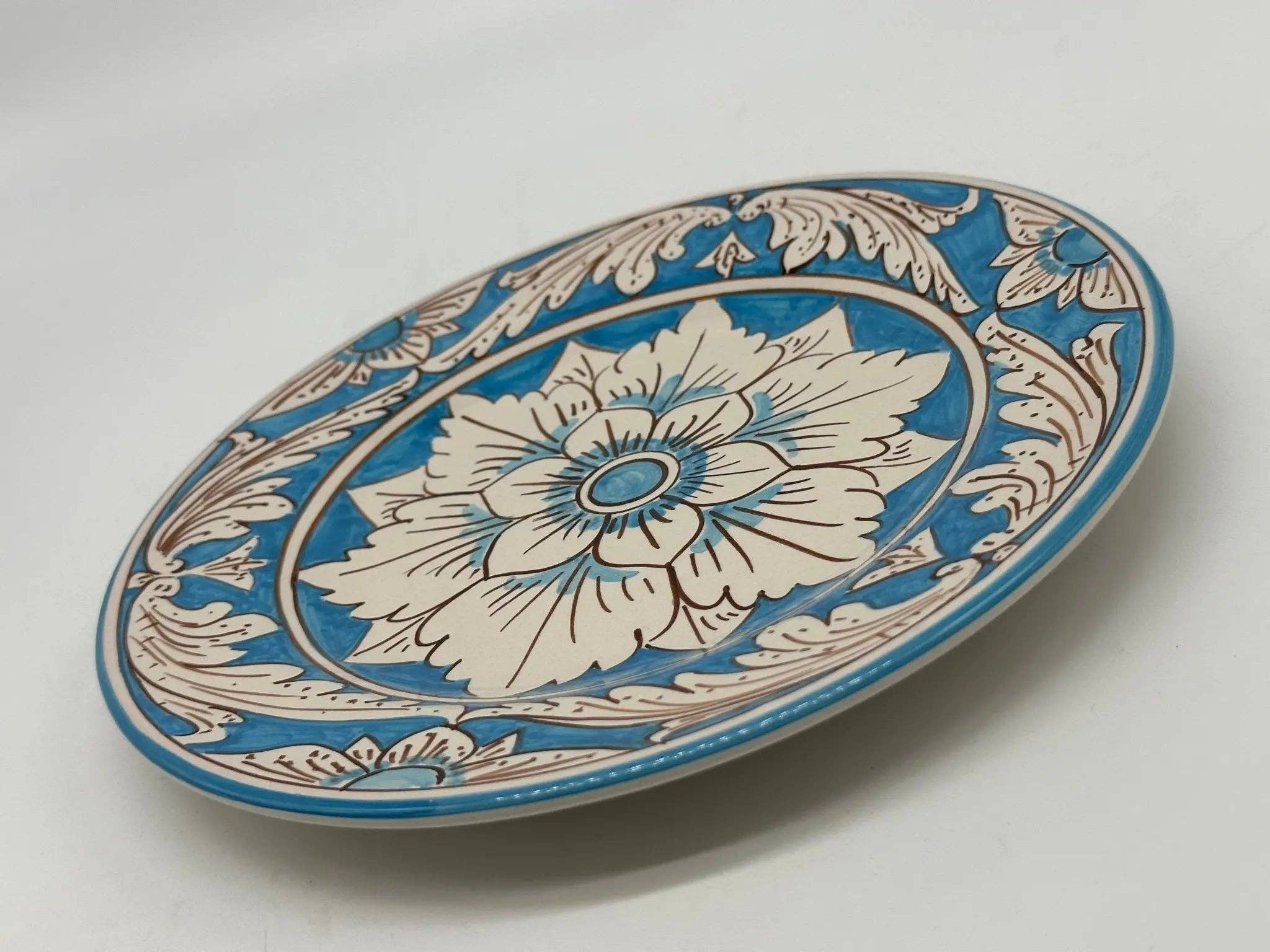 DD Ceramiche Siciliane - Wholesale Dinner Plate - Caltagirone Ceramic Food Use Dessert Plate - Turquoise1
