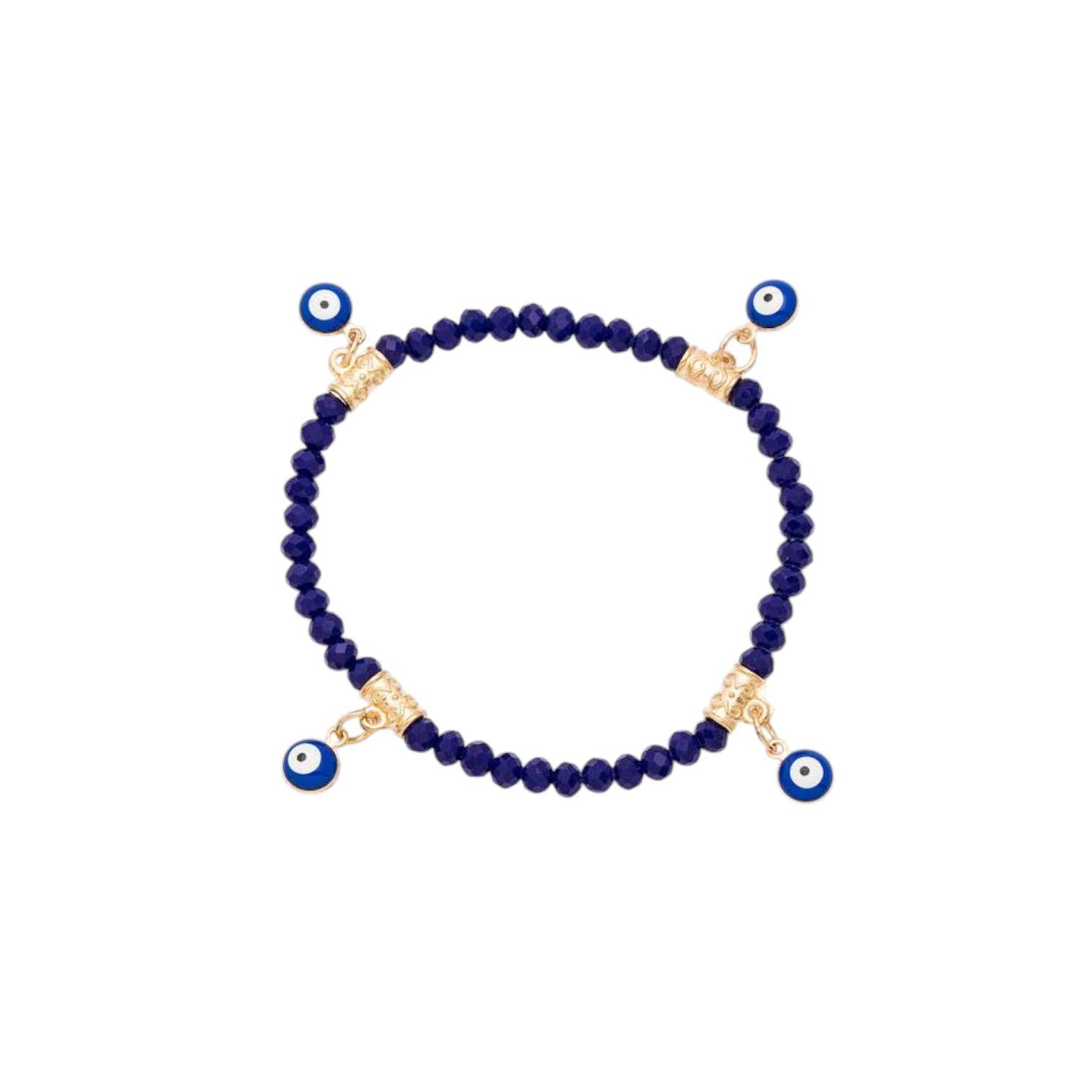 LA Jewelry Plaza - Vendita all'ingrosso Bracciale con perline - Set di braccialetti elastici con cristalli e ciondolo occhio malvagio1