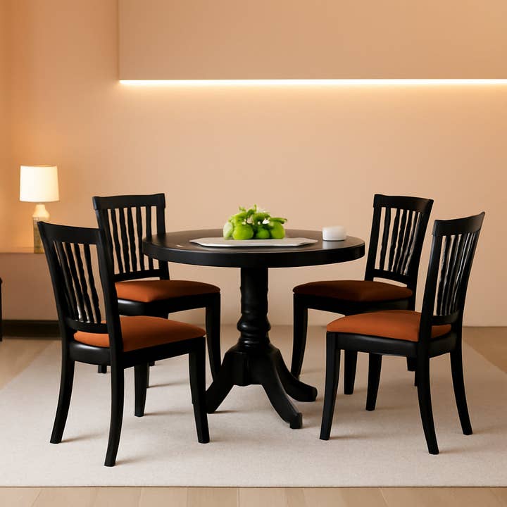 Dlav blk lc 5 Piece Drop Leaf Dining Table Set Black Faux Leather for wholesale on Faire