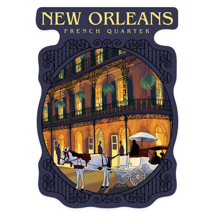 STICKERS New Orleans, Louisiana, French Quarter for wholesale by Lantern Press