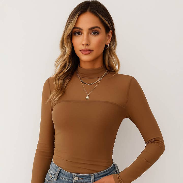 Ladies See Sheer Mock Neck Long Sleeves Mesh Top and other Purchase Wholesale polyester mesh fabric. Free Returns & Net 60 Terms on Faire trending on Faire.