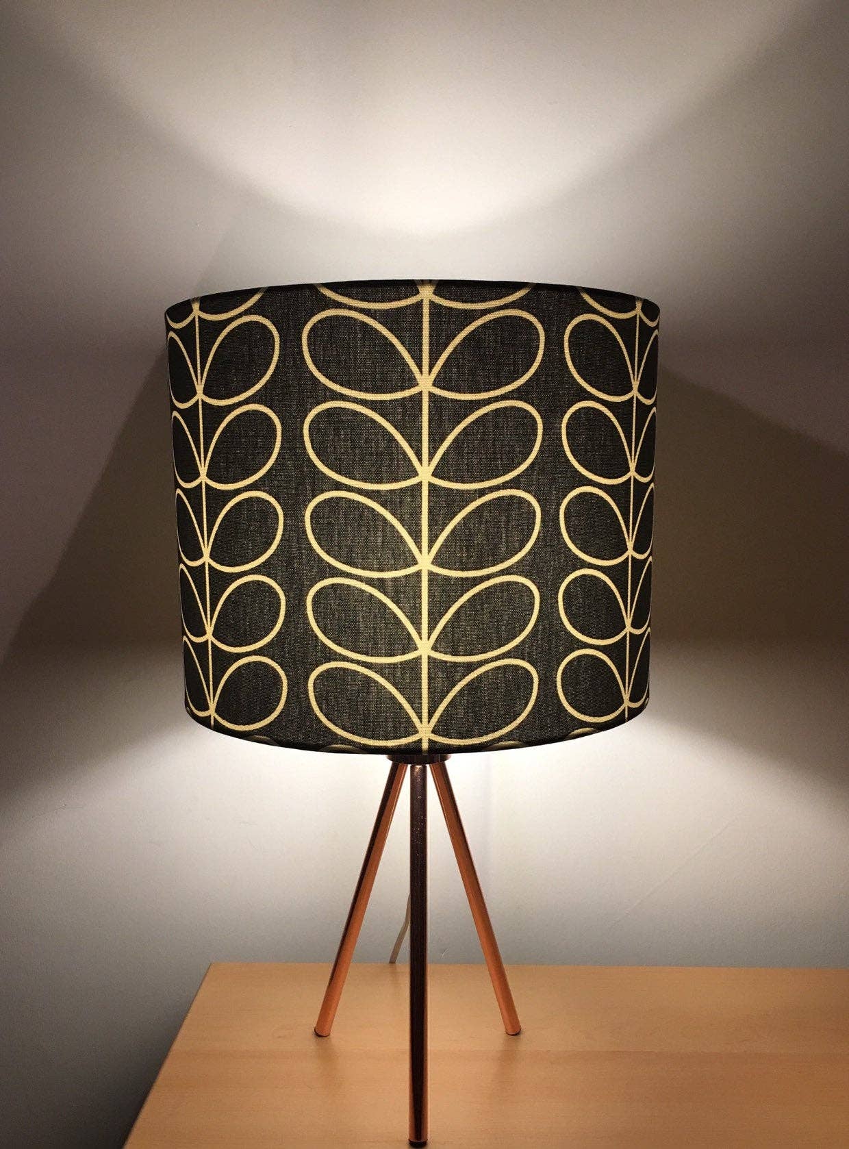 LouSeal Handmade Lampshades - Wholesale Lamp Shade - Orla Kiely Linear Stem Cool Grey Handmade Lampshade4