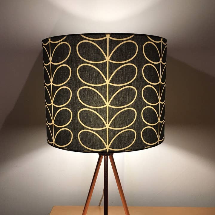 LouSeal Handmade Lampshades - Wholesale Lamp Shade - Orla Kiely Linear Stem Cool Grey Handmade Lampshade4