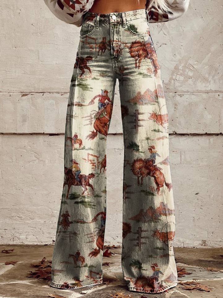 Tourtiwi - Venta al por mayor Vaqueros - Mujer - pantalones casuales estampados de gran tamaño para mujer, jeans finos de imitación