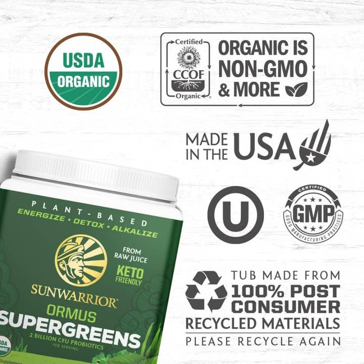Sunwarrior - Wholesale Protein/Superfood Powder - Ormus Unflavored SuperGreens - Plant-Based Probiotics