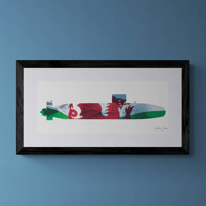 Trafalgar Class Submarine Welsh Dragon Print for wholesale by Gillian Jones Designs