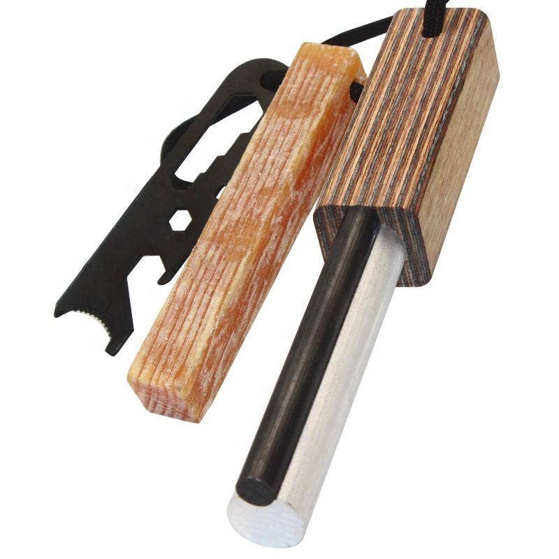 VIGOR - Vente Outil de bricolage - Accessoires de survie - Allume-feu en ferrocerium avec manche en bois résistant et étanche5