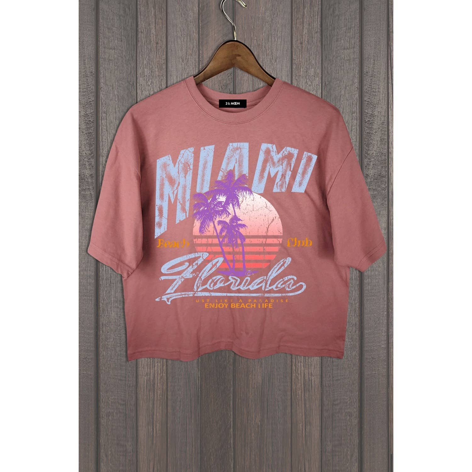 2&moon – wholesale Screen printed t-shirt – Women′s – MIAMI FLORIDA BEACH CLUB TEE3