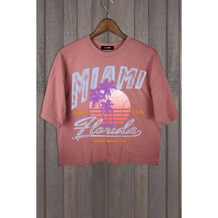 2&moon - Wholesale Screen Printed T-Shirt - Women's - MIAMI FLORIDA BEACH CLUB TEE3