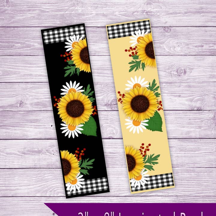 Sunflowers Laminated Bookmark With Tassel 8"x2" 2 Colors for wholesale by My Purple Door Designs