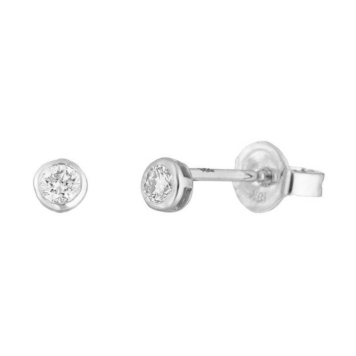 Boucles d'oreilles « My First Diamond » en or blanc 18 carats pour la vente par Leaf Jewelry