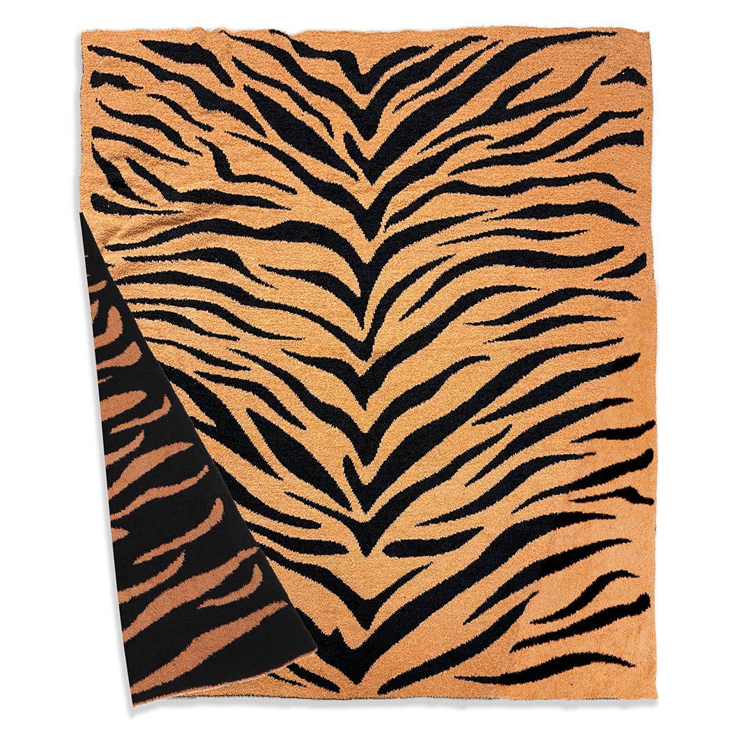 BLACK Tiger Print Luxury Soft Throw Blanket for wholesale on Faire1