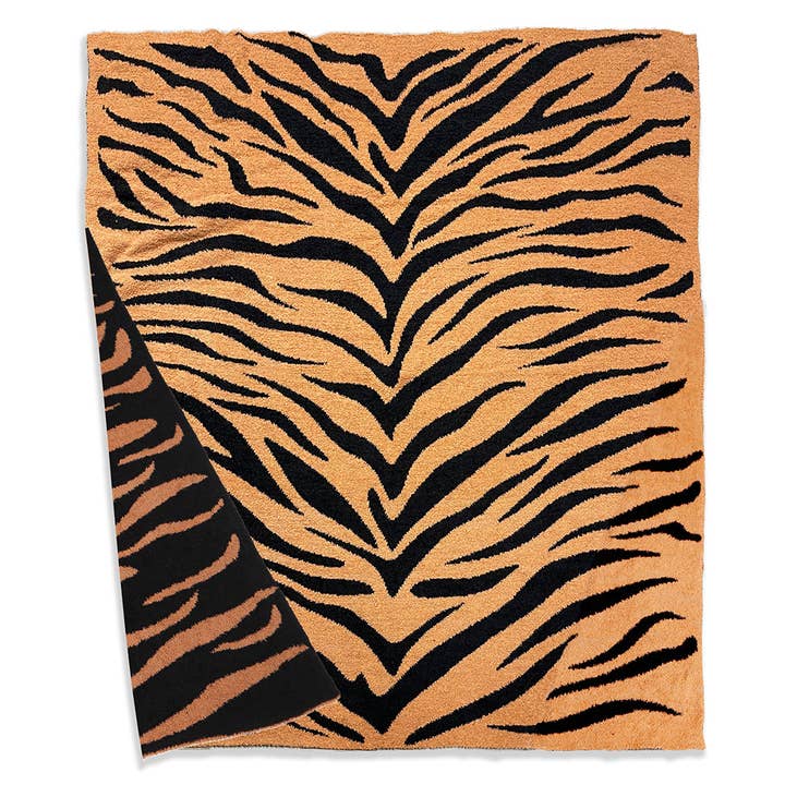 BLACK Tiger Print Luxury Soft Throw Blanket for wholesale on Faire1