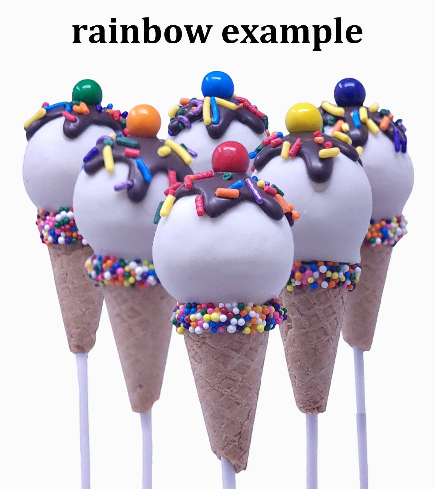 Wild Angel Treats, LLC - Wholesale Cake - Ice Cream Cone Cake Pops (choose theme/colors)3