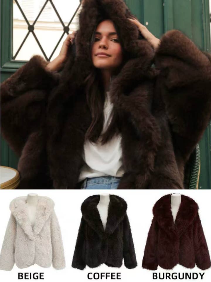 Abrigo con capucha de piel sintética para venta al por mayor de Chilli Girl Collection