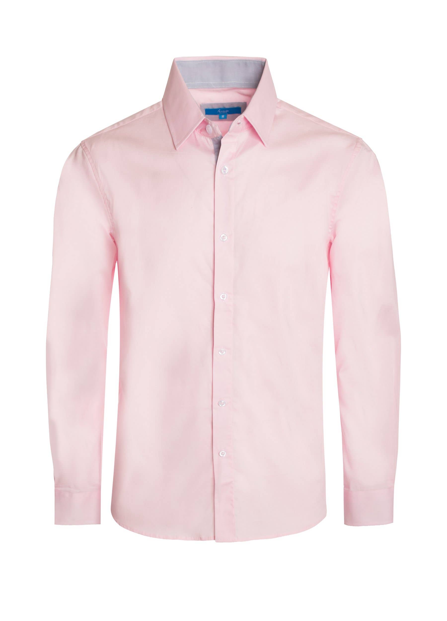 Perruzo – Großhandel Hemd mit Button-down-Kragen – Herren – Rosa L/S Hemd aus massivem Baumwoll-Stretch (4020)
