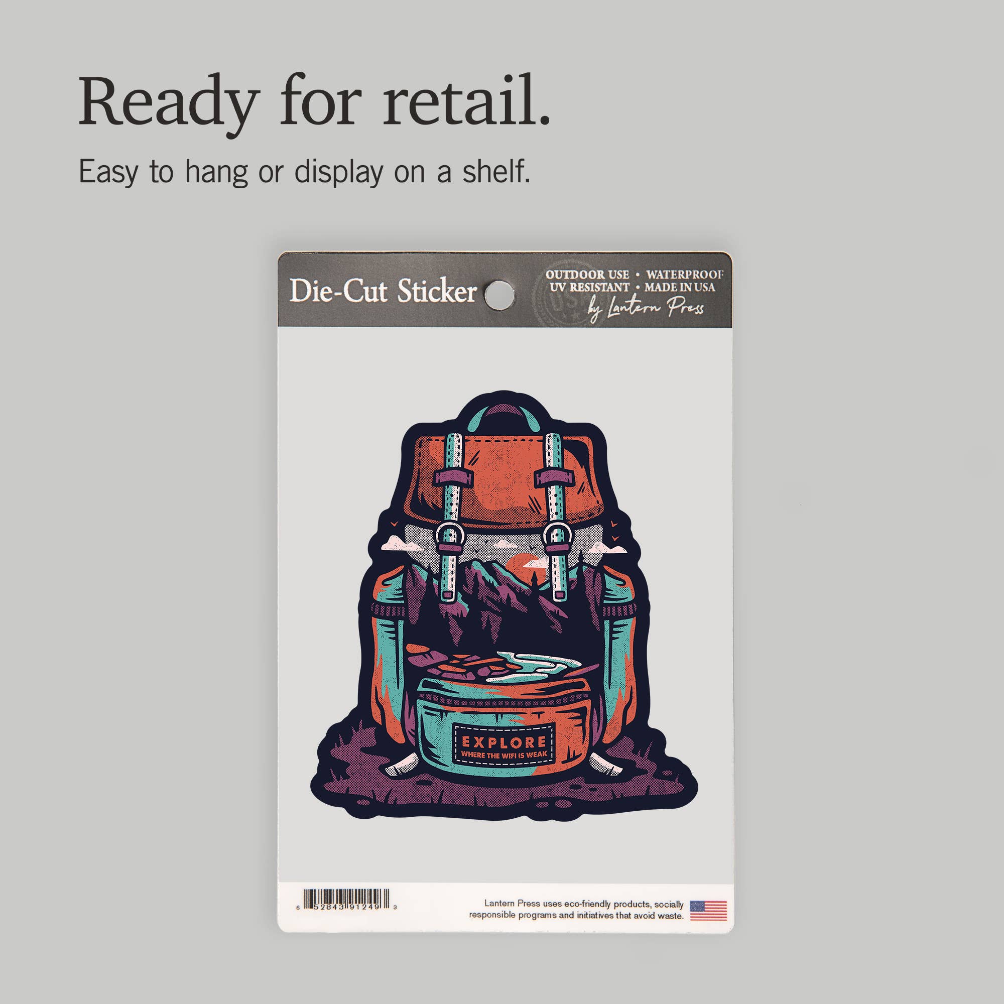 Lantern Press - Venta al por mayor Pegatina - PEGATINAS: Explora dónde el wifi es débil, mochila8