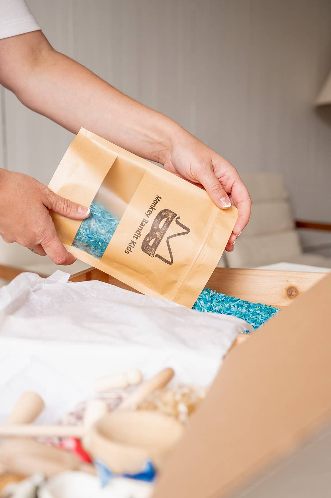 monkey bandit kids - Vente Kit de bricolage – enfant - Kit de jeu sensoriel dans un sac – Prêt à renverser et jouer - Océan2