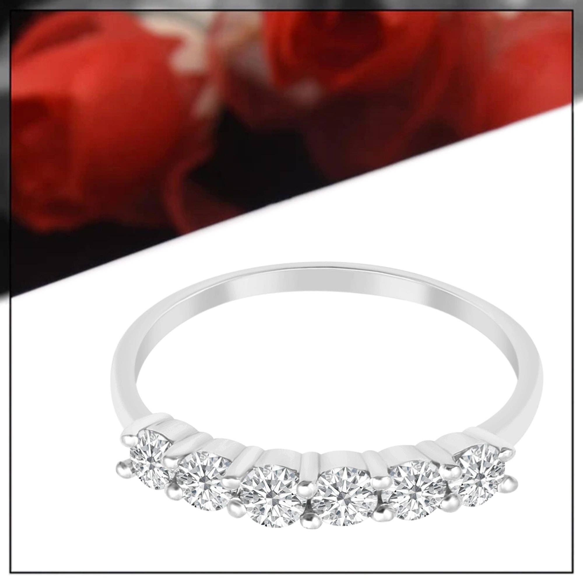 White Round Cut 0.3Ct Real Moissanite 925 Sterling Silver Half Eternity Women Ring for wholesale on Faire3