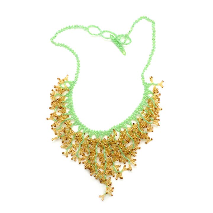 Glass Seed Bead Coral Necklace - Fair Trade Verified for wholesale by Dunitz & Company