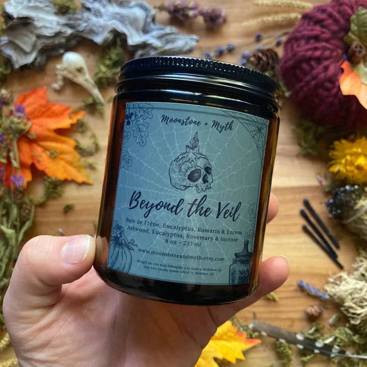 Moonstone and Myth - Wholesale Jar/Filled Candle - Beyond the Veil, 100% soy wax scented candle2