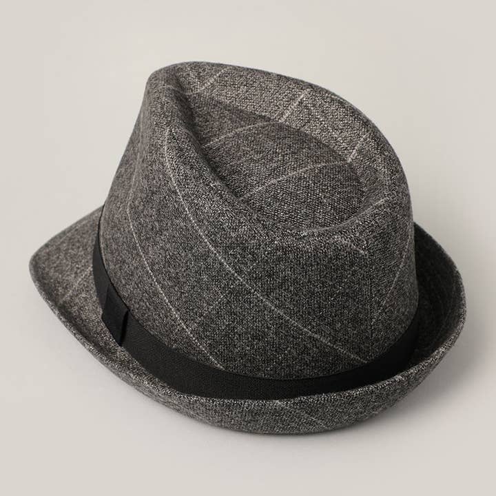 Fashion City - Wholesale Fedora - Men's - Men's Marled Plaid Pattern Short Brim Fedora