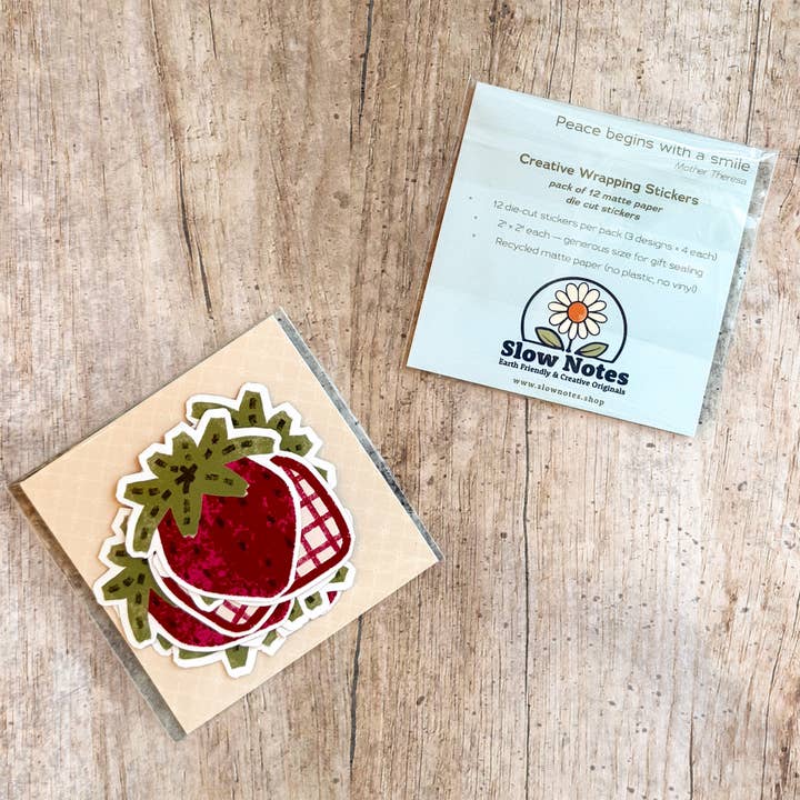 Slow Notes - Wholesale Sticker - Strawberry Patch Stickers (12 Pack) | Matte Paper Die Cut1