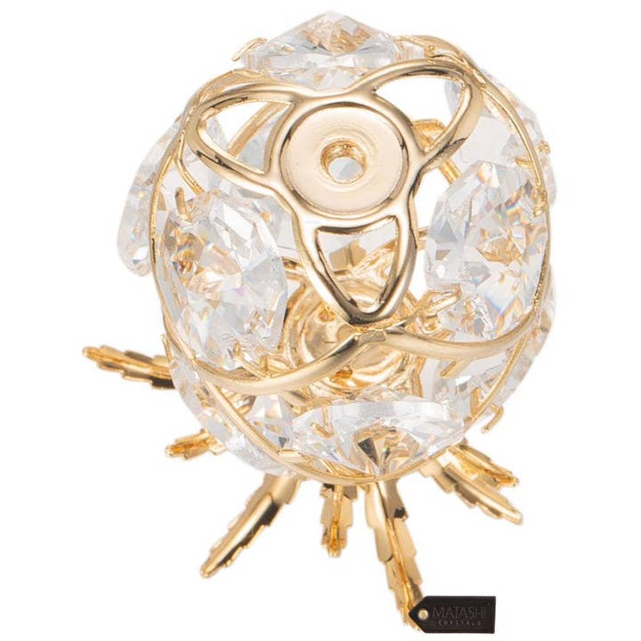 Matashi - Wholesale Decorative Tabletop Object - 24K Gold Mini Pineapple Ornament, Clear Crystal Decor