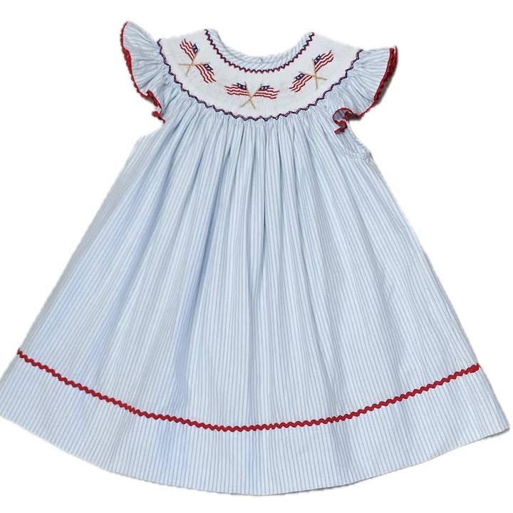 Évêque smoqué à la main pour fille le 4 juillet pour la vente par Marco and Lizzy