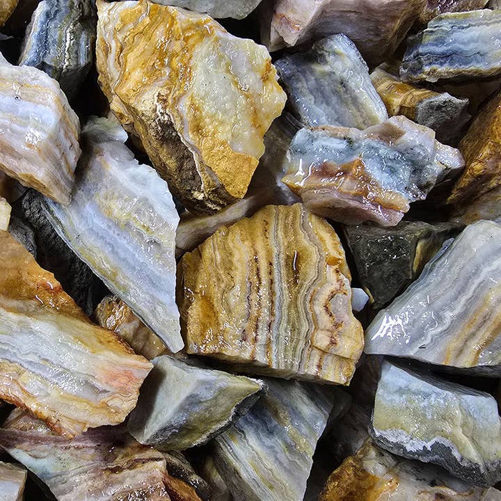 Fantasia Mining - Wholesale Spiritual Stone/Crystal - Yellow Crazy Lace Agate - Indonesia - Raw Stones (1lb)