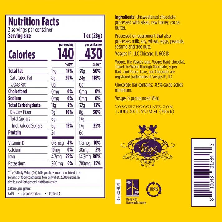 Vosges Haut-Chocolat - Wholesale Chocolate Bar - Dark Chocolate Bar w/ Raw Honey - Gourmet, Small Batch3