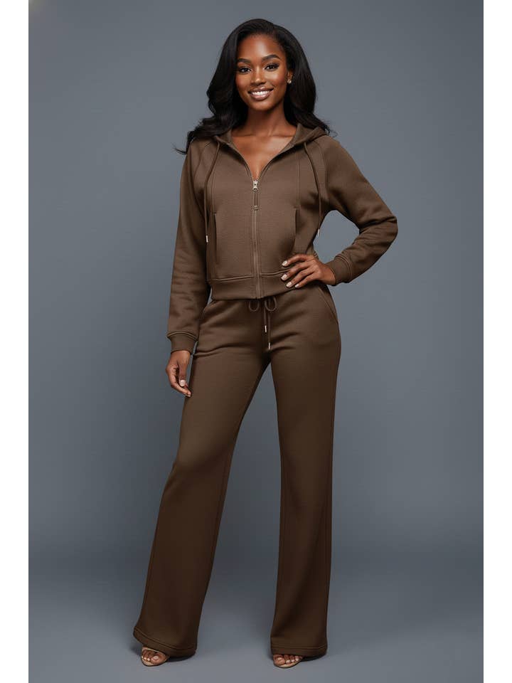 5besties inc - Wholesale Lounge Set - Women's - ZIP UP FRONT COZY STRAIGHT LEG LOUNGE SET3