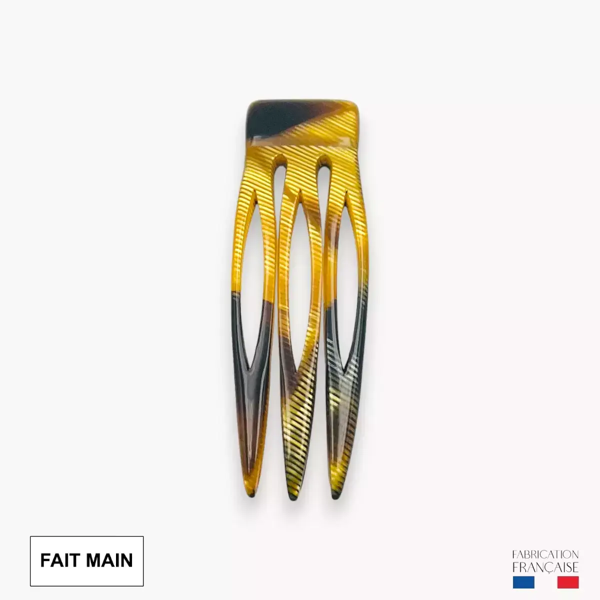 Pique et Pince - Wholesale Hair Accessories Set - Women's - 3-Tooth Hair Comb - Gold and Black0