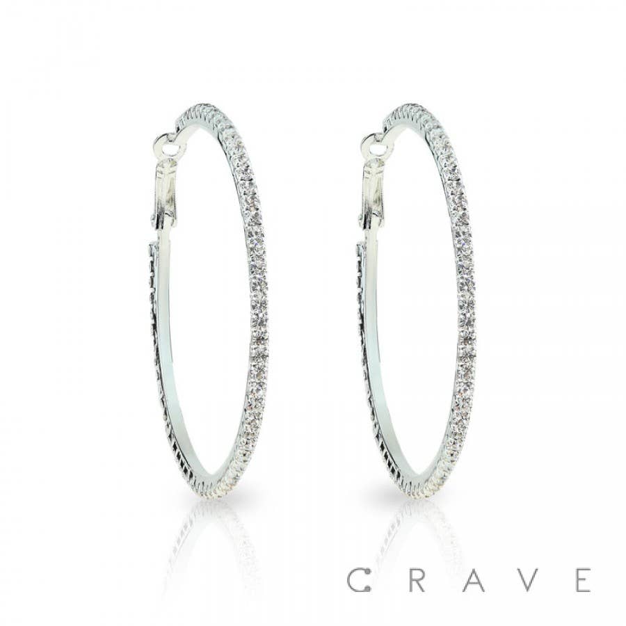 CRAVE - Vente Créoles - BOUCLES D'OREILLES CRÉOLES PAVÉES DE STRASS EN PLAQUÉ OR 18 CARATS1