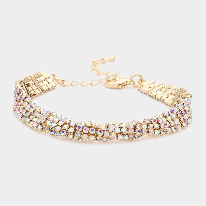 Geflochtenes Strass-Pave-Abendarmband für den Großhandel von Sensibling Corp.