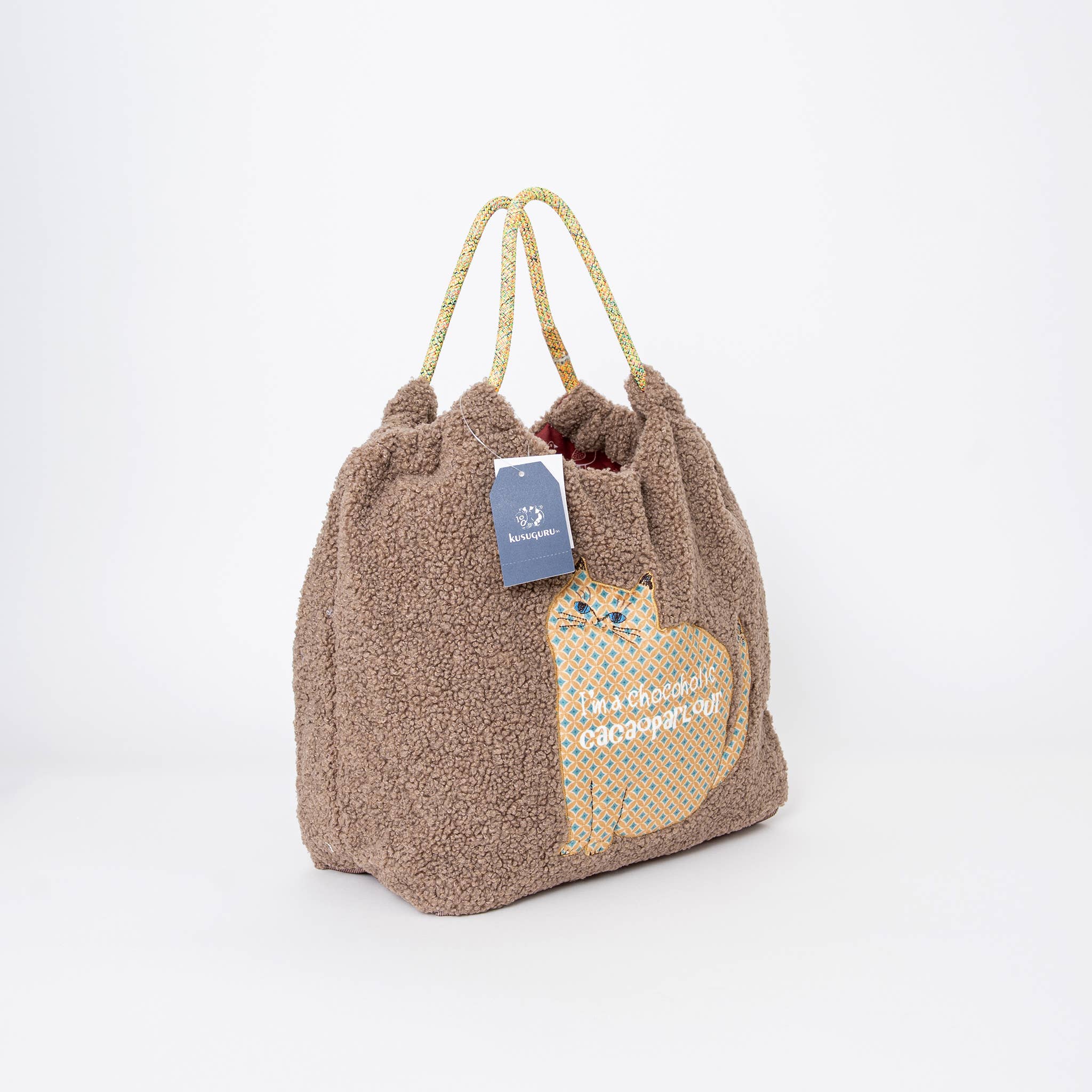 U PLUS INC – wholesale Bärkasse - Dam – Mysig Teddy Fleece Kattapplikation Tote Väska - Kusuguru Japan1