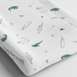 Baby Bites – Swaddle - Bebé por atacado – Muselina 100% algodão - Estampado crocodilo