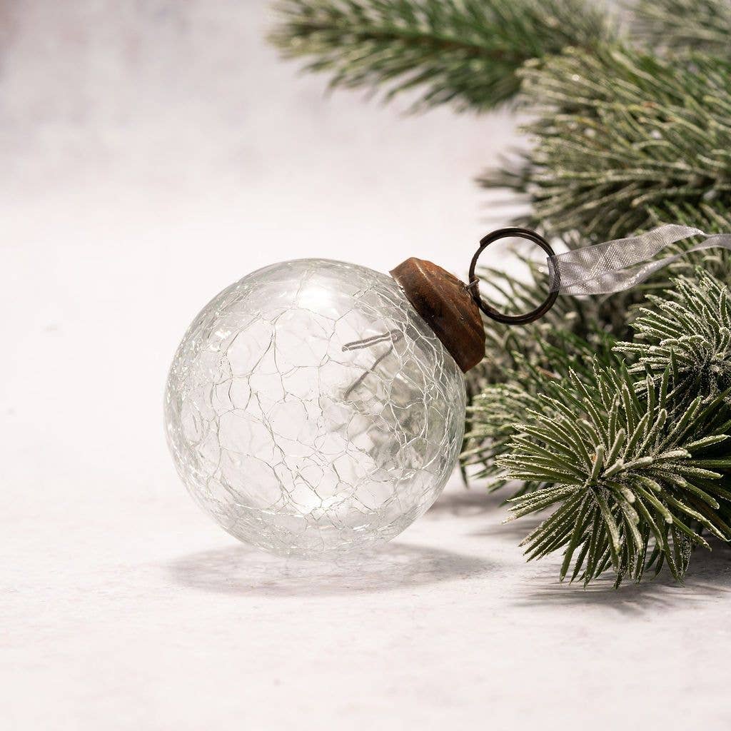 Bollywood Christmas - Wholesale Ornament - 2" Medium Clear Crackle Glass Christmas Ornament