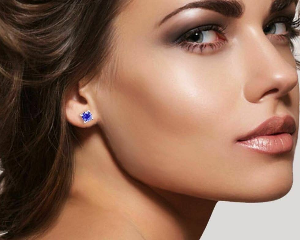 Vesa Jewels - Vente Clous d'oreille - Boucles d'oreilles en argent sterling 925 avec pierres précieuses de tanzanite authentique2