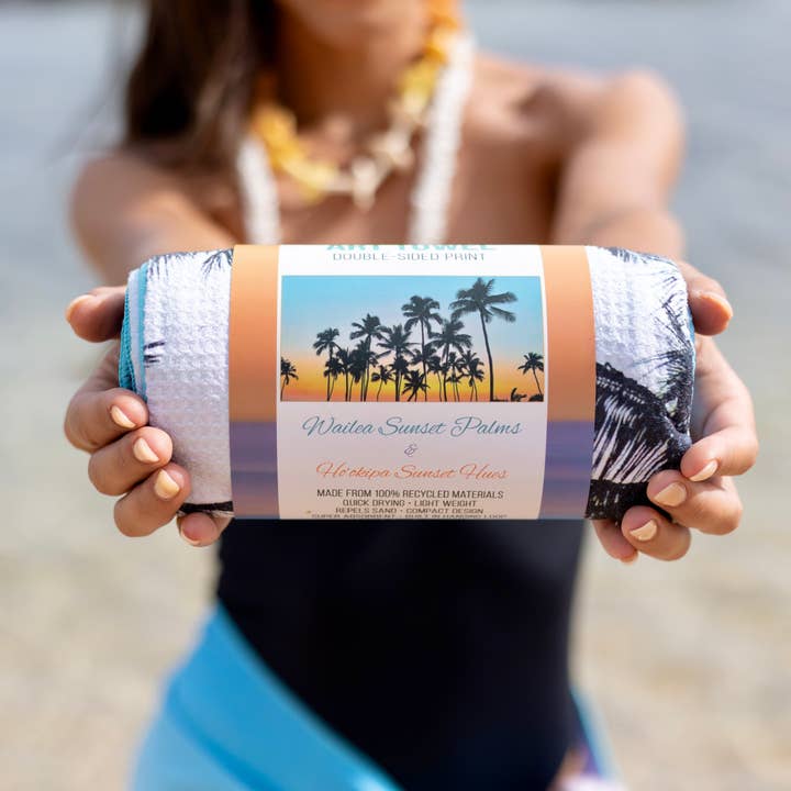 Angelina Hills Art Photography - Wholesale Beach Towel - Wailea Sunset Palms Towel1
