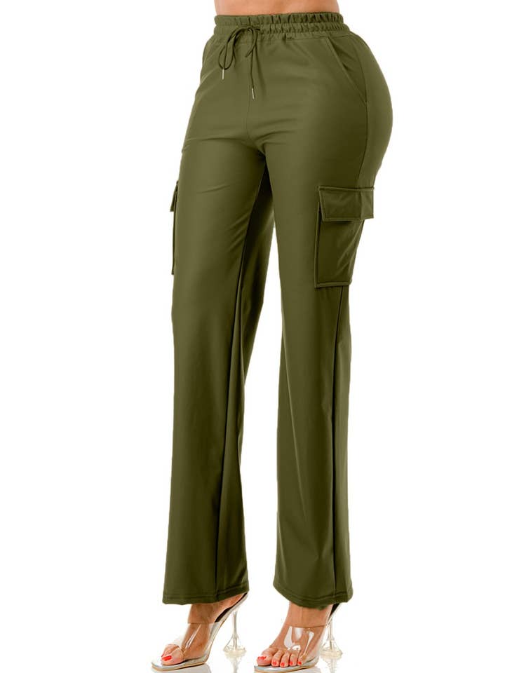 5besties inc - Wholesale Pants - Women's - FUAX LEATHER CARGO PANTS