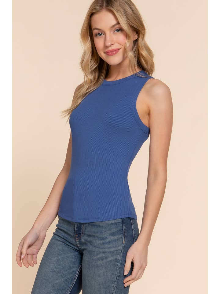 Active Basic | Active USA - Wholesale Knit Top - Women's - Sleeveless Crew Neck Rib Knit Top